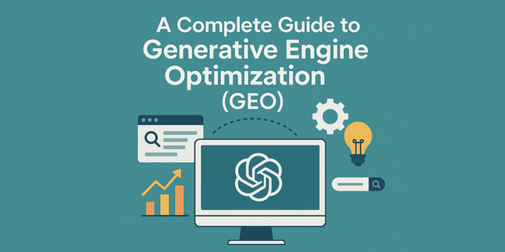 A comprehensive guide cover for generative engine optimization (GPO) featuring modern design elements and bold text.